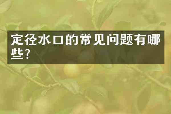 定径水口的常见问题有哪些？