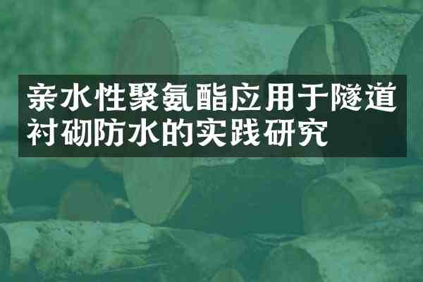 亲水性聚氨酯应用于隧道衬砌防水的实践研究