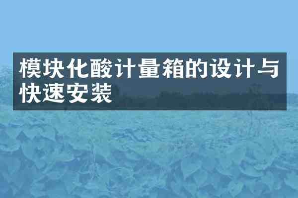 模块化酸计量箱的设计与快速安装