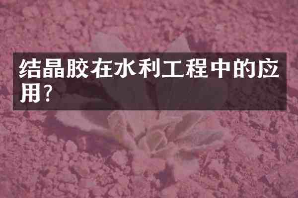 结晶胶在水利工程中的应用?