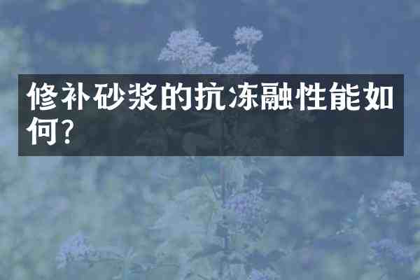 修补砂浆的抗冻融性能如何?