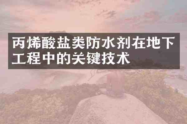 丙烯酸盐类防水剂在地下工程中的关键技术