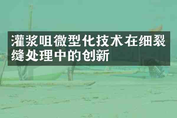 灌浆咀微型化技术在细裂缝处理中的创新