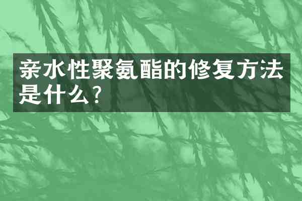 亲水性聚氨酯的修复方法是什么?