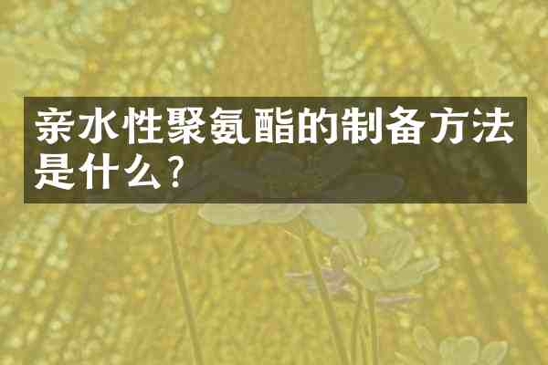 亲水性聚氨酯的制备方法是什么?