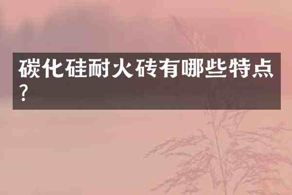 碳化硅耐火砖有哪些特点?