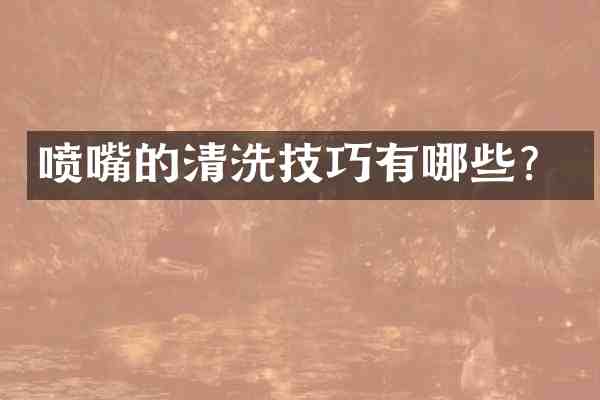 喷嘴的清洗技巧有哪些?