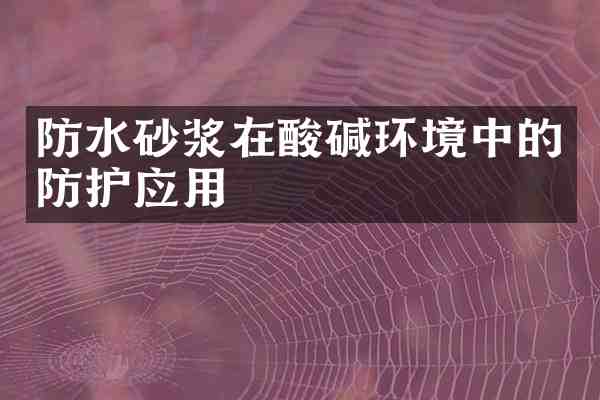防水砂浆在酸碱环境中的防护应用