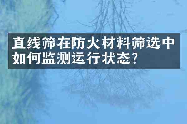 直线筛在防火材料筛选中如何监测运行状态?