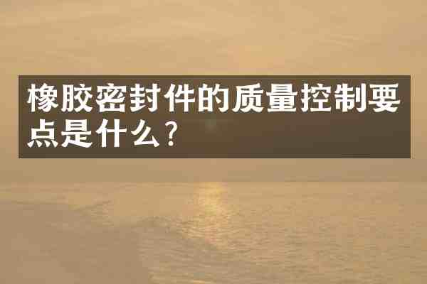 橡胶密封件的质量控制要点是什么?