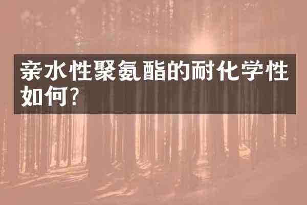 亲水性聚氨酯的耐化学性如何?