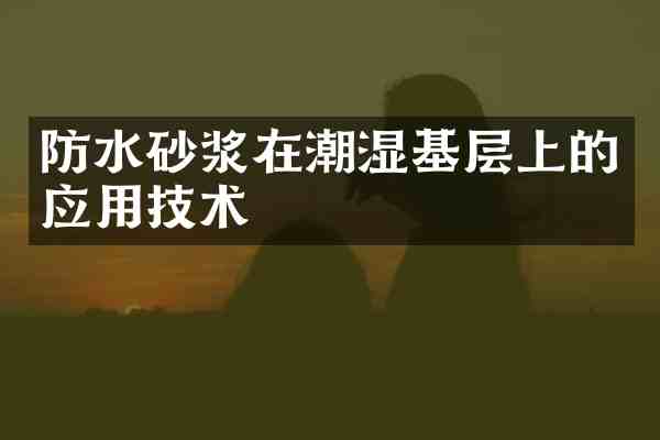 防水砂浆在潮湿基层上的应用技术