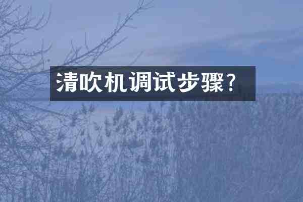 清吹机调试步骤?