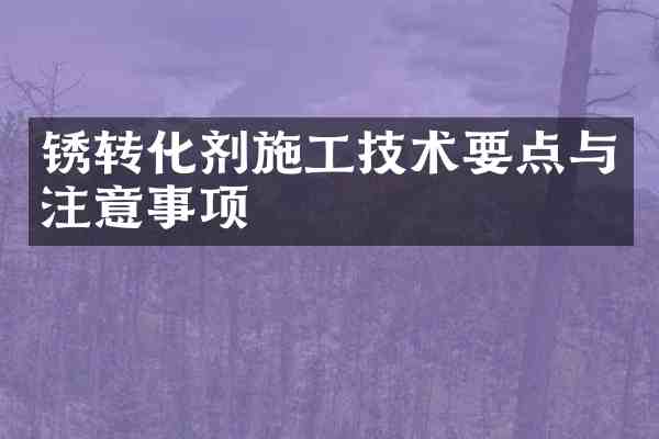 锈转化剂施工技术要点与注意事项