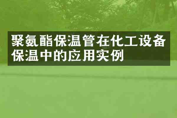 聚氨酯保温管在化工设备保温中的应用实例