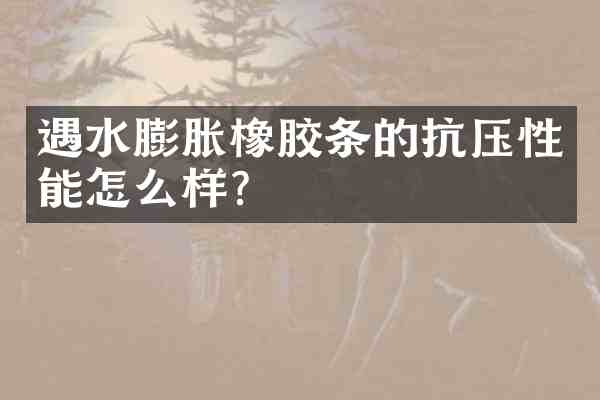 遇水膨胀橡胶条的抗压性能怎么样?