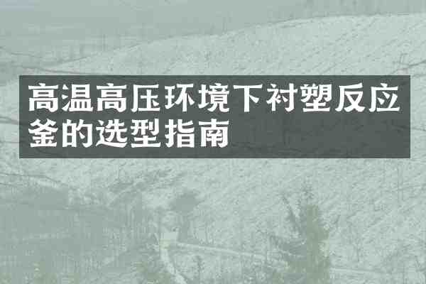 高温高压环境下衬塑反应釜的选型指南