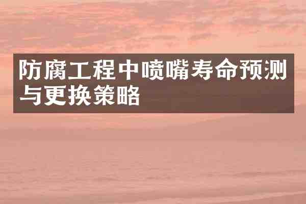 防腐工程中喷嘴寿命预测与更换策略