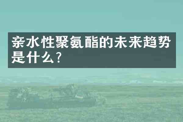 亲水性聚氨酯的未来趋势是什么?