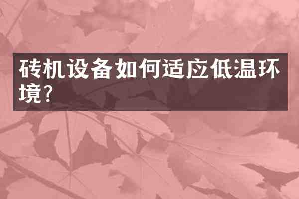 砖机设备如何适应低温环境?
