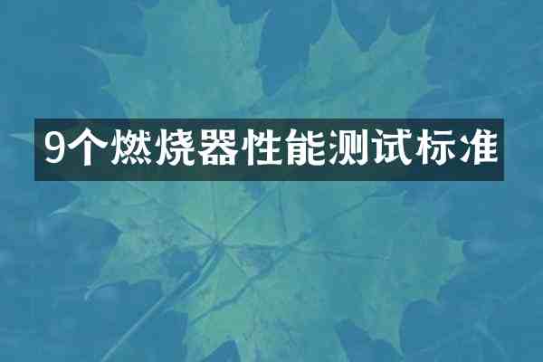 9个燃烧器性能测试标准