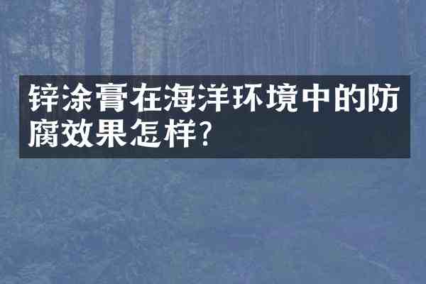锌涂膏在海洋环境中的防腐效果怎样?