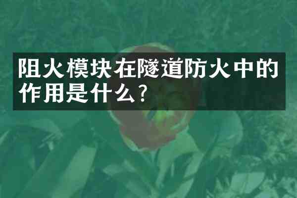 阻火模块在隧道防火中的作用是什么？