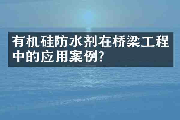 有机硅防水剂在桥梁工程中的应用案例?