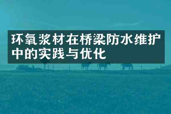 环氧浆材在桥梁防水维护中的实践与优化