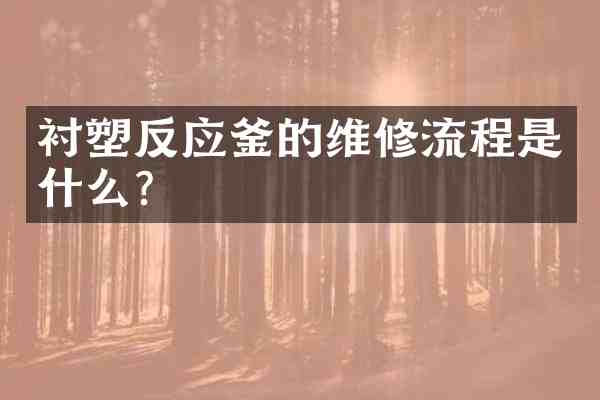 衬塑反应釜的维修流程是什么?
