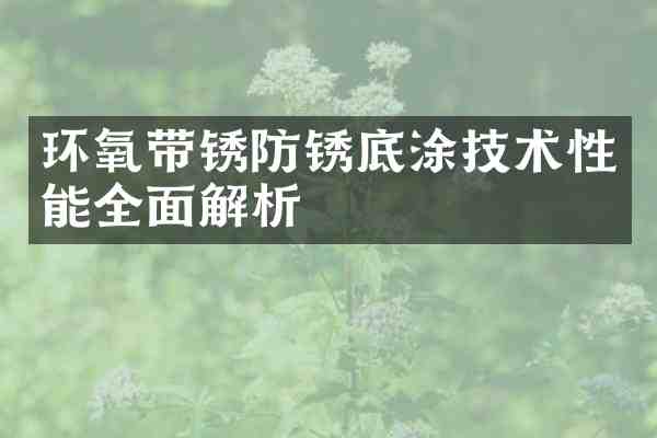 环氧带锈防锈底涂技术性能全面解析