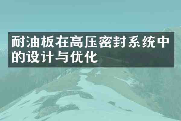 耐油板在高压密封系统中的设计与优化