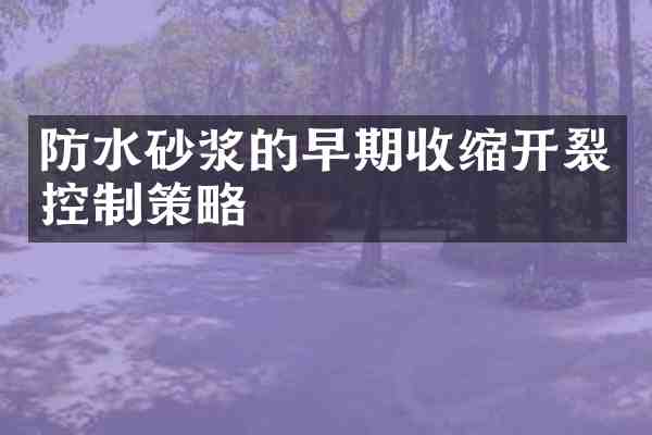 防水砂浆的早期收缩开裂控制策略