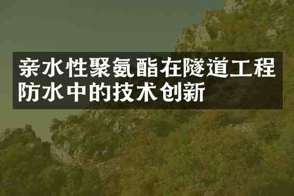 亲水性聚氨酯在隧道工程防水中的技术创新