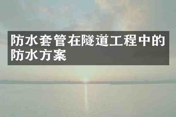 防水套管在隧道工程中的防水方案