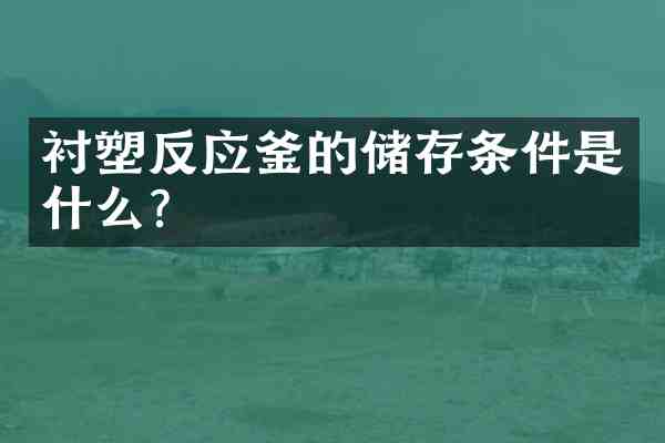 衬塑反应釜的储存条件是什么?