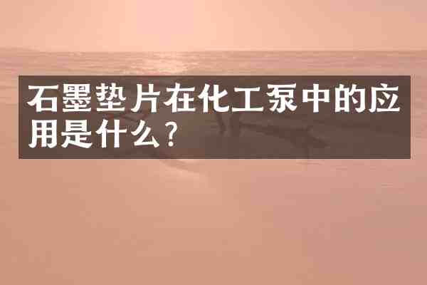 石墨垫片在化工泵中的应用是什么?