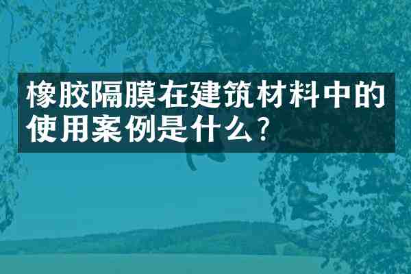 橡胶隔膜在建筑材料中的使用案例是什么?