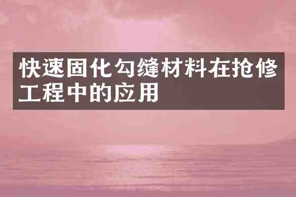 快速固化勾缝材料在抢修工程中的应用