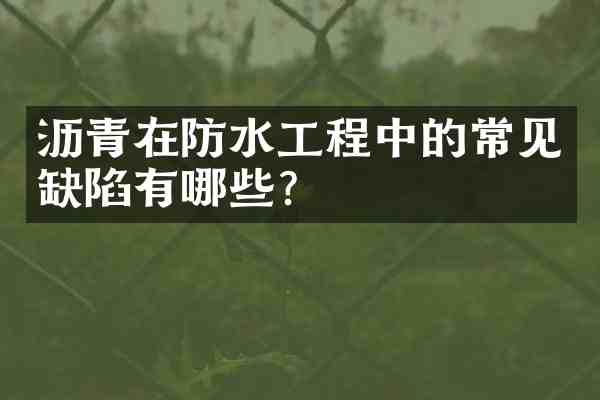 沥青在防水工程中的常见缺陷有哪些?