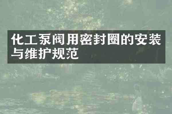 化工泵阀用密封圈的安装与维护规范