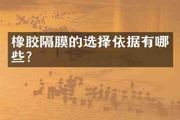橡胶隔膜的选择依据有哪些?