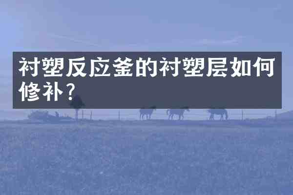 衬塑反应釜的衬塑层如何修补？