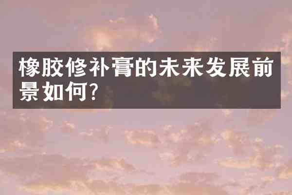 橡胶修补膏的未来发展前景如何?