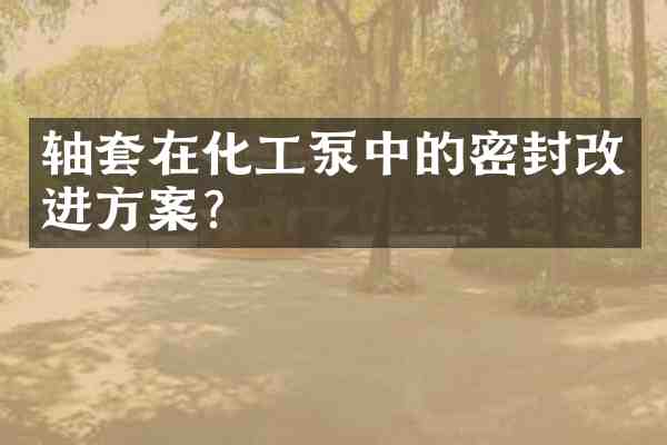 轴套在化工泵中的密封改进方案？