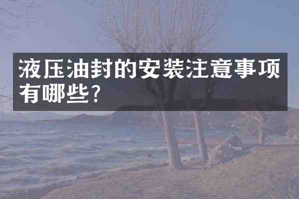 液压油封的安装注意事项有哪些？