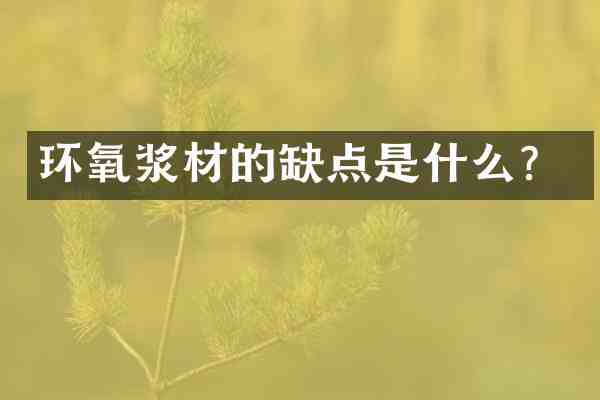 环氧浆材的缺点是什么?
