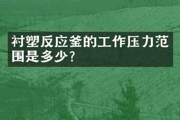衬塑反应釜的工作压力范围是多少?