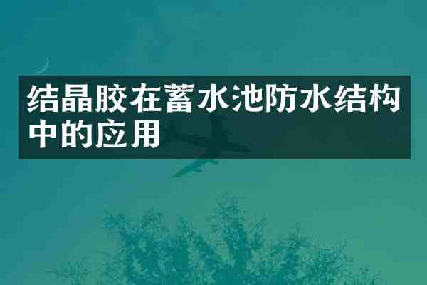 结晶胶在蓄水池防水结构中的应用