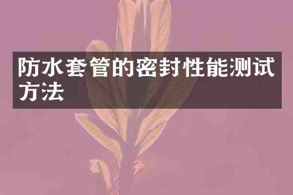 防水套管的密封性能测试方法
